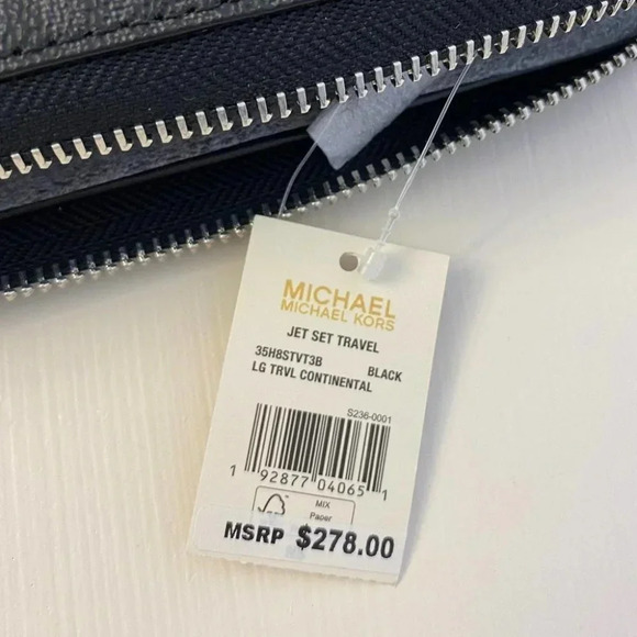 Michael kors large continental wallet in black signature new - Picture 5 of 6